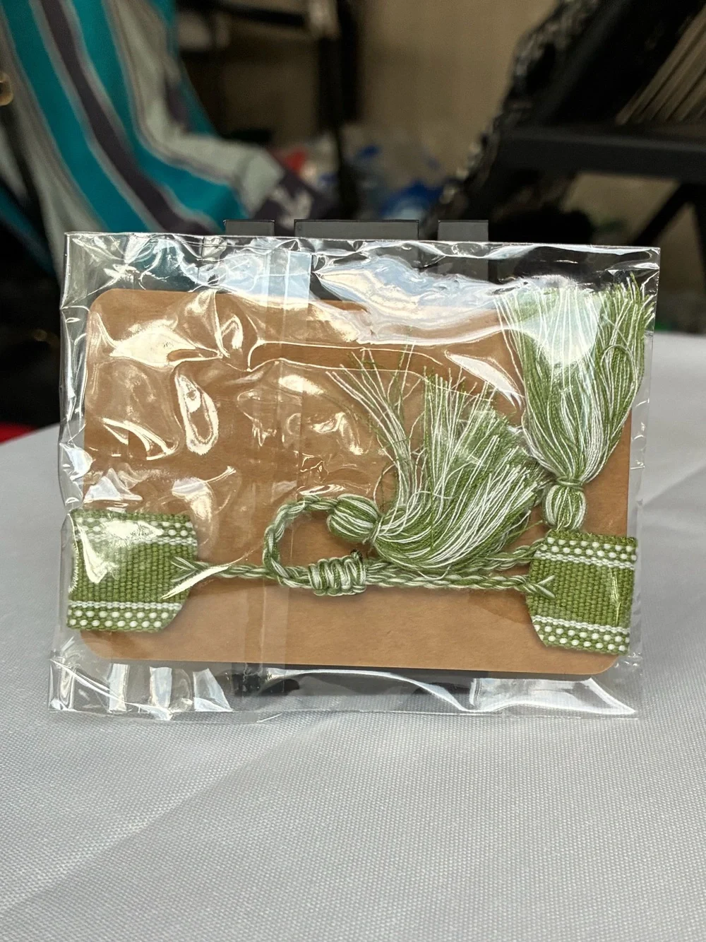 Plunder Design "Not Lucky Simply Blessed" Woven Bracelet Olive Green NIP - Picture 6 of 6